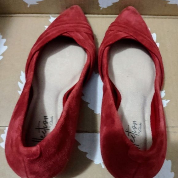 Collections by Clarks Linvale Grand Red Suede Pump Pointed 6.5 ~ New without Box - Picture 12 of 12